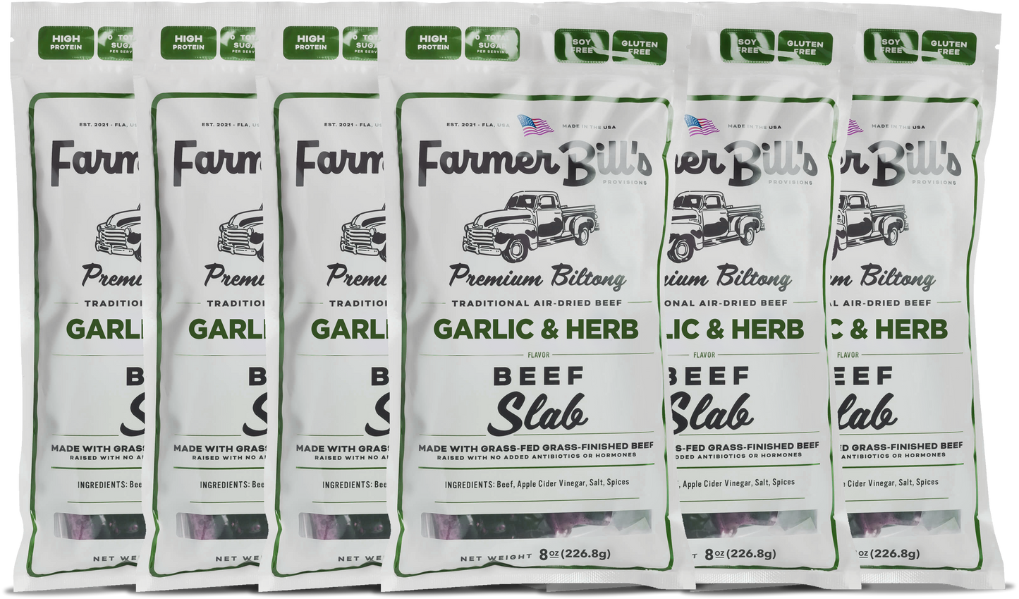 8 oz Garlic & Herb Beef Biltong Slab