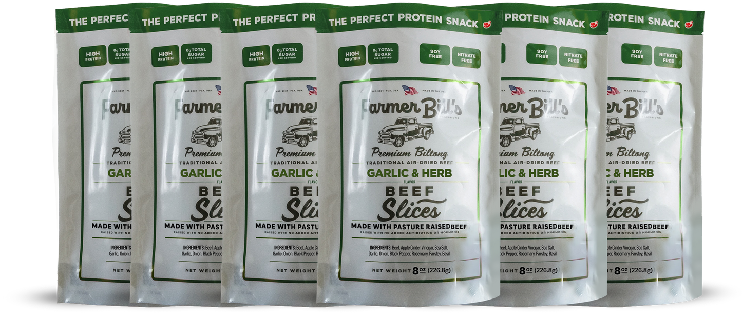 1/2 lb Sliced Garlic & Herb Beef Biltong