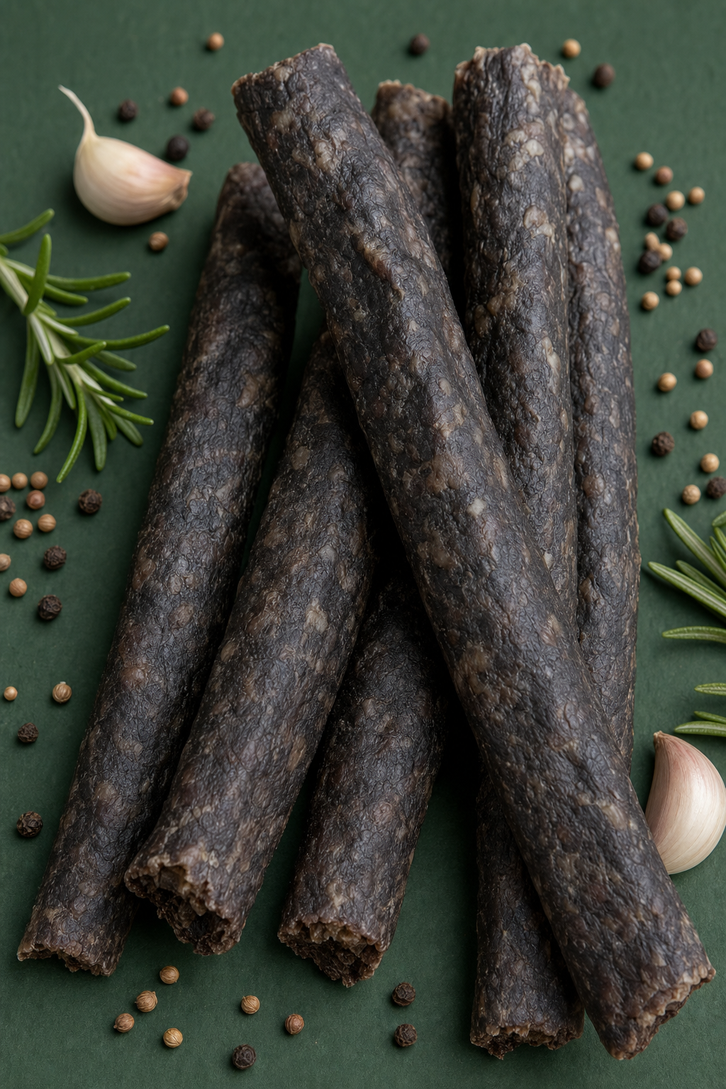 Farmer Bill's Garlic & Herb Beef Sticks — whole air-dried beef sticks with garlic and rosemary