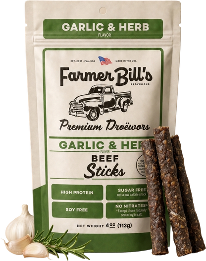 Farmer Bill's Garlic & Herb Beef Sticks with loose sticks