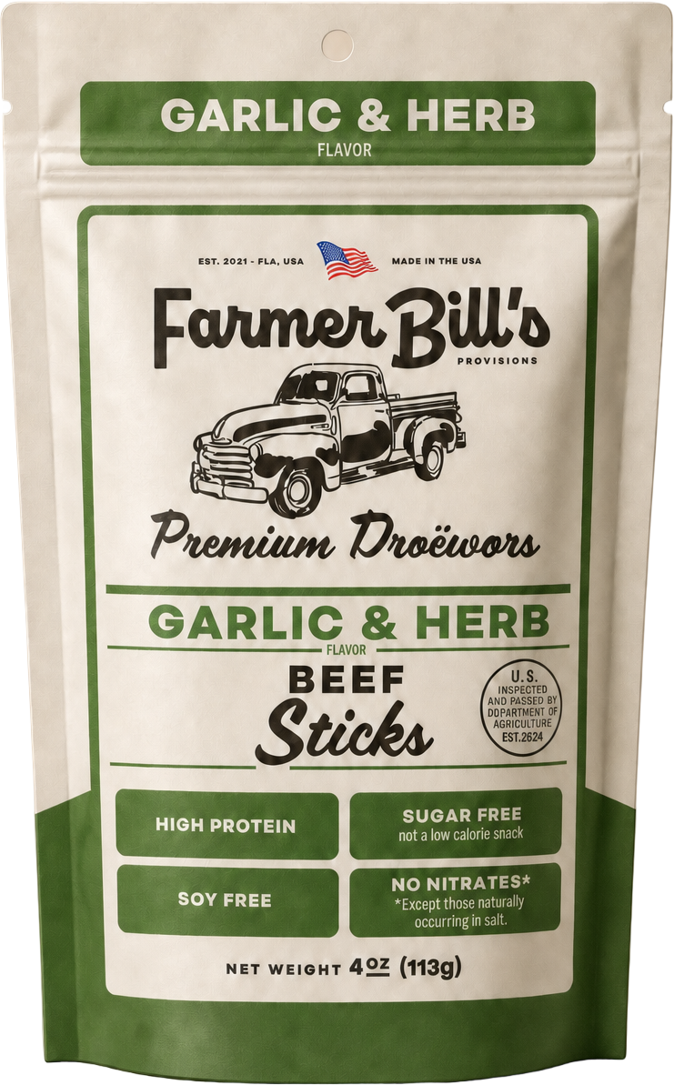 Farmer Bill's Garlic & Herb Beef Sticks package