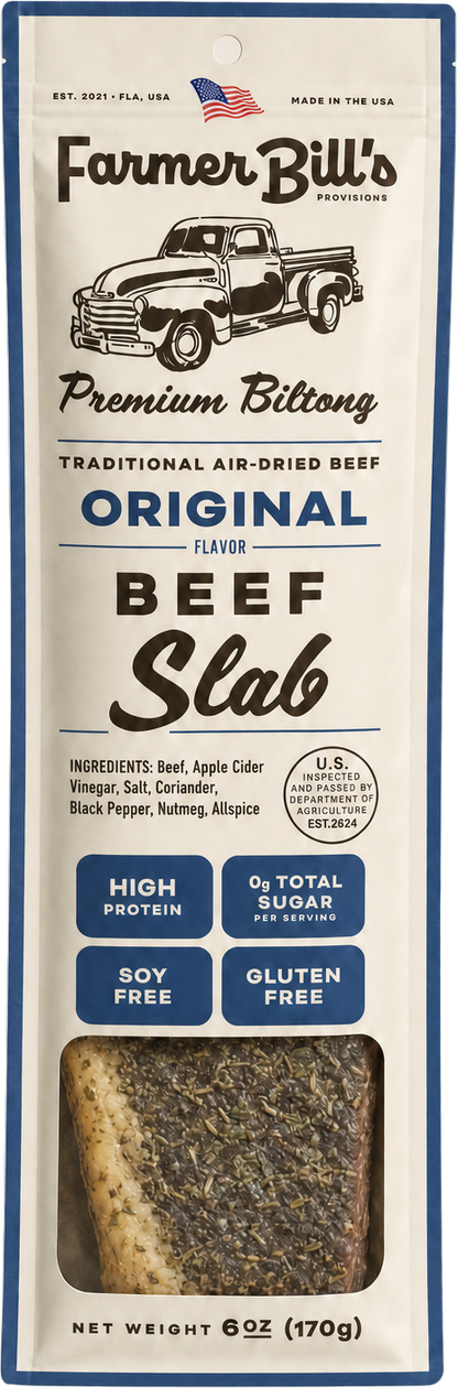 Farmer Bill's Original Beef Slab biltong package