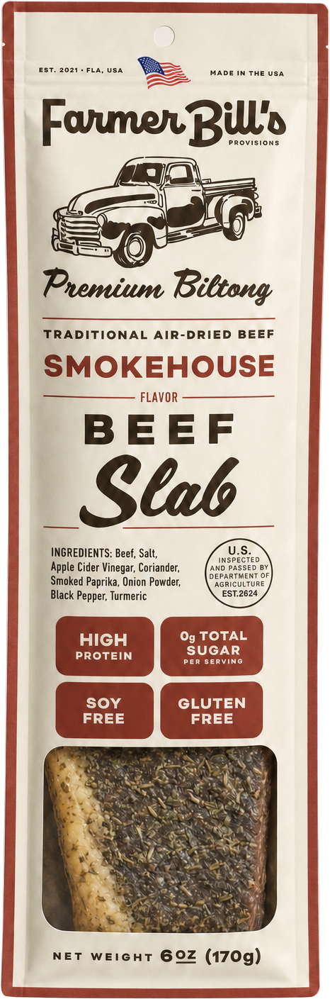 Farmer Bill's Smokehouse Beef Slab biltong package