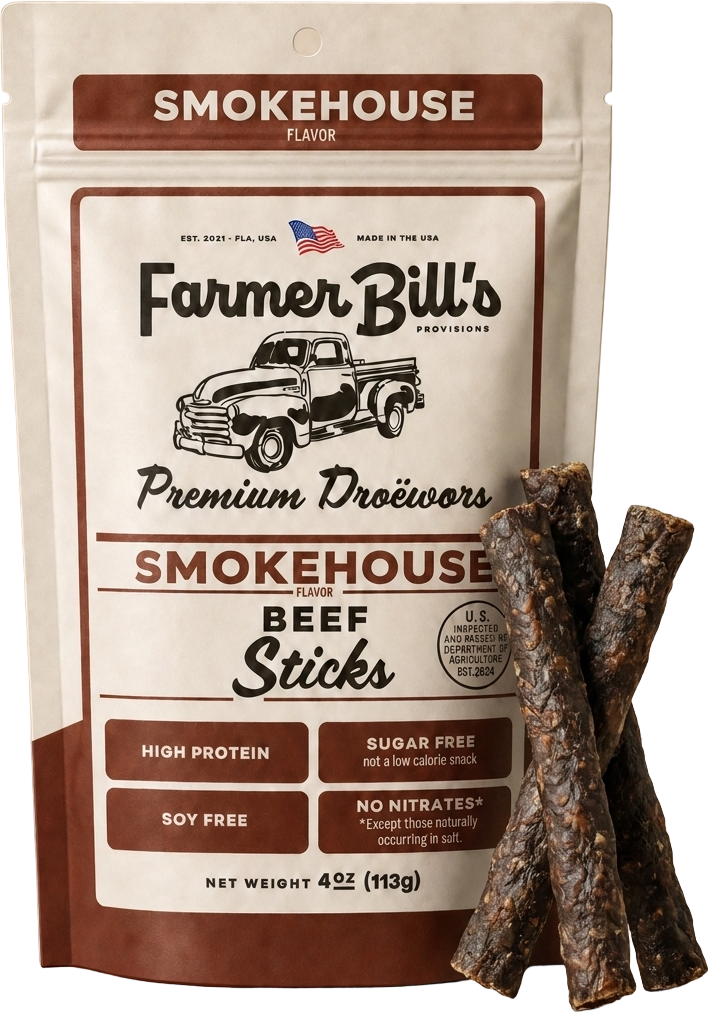 Farmer Bill's Smokehouse Beef Sticks with loose sticks